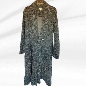 Max Studio Black White Marled Knit Long Cardigan Duster Sweater Medium M